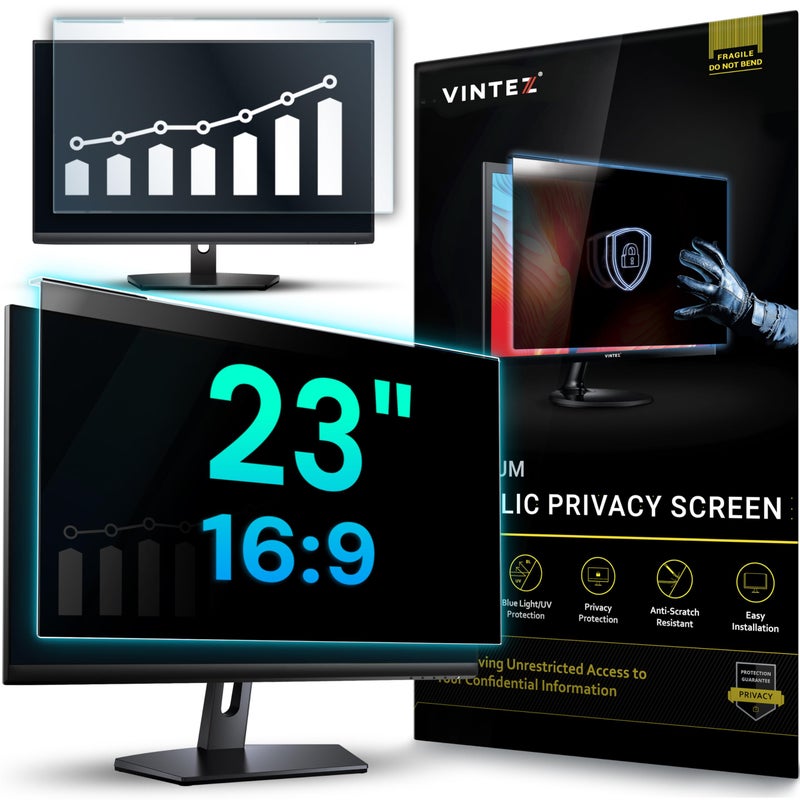 VINTEZ Acrylic 23 Inch Computer Privacy Screen Filter for Widescreen Computer Monitors - 20.6" x 12" (524 x 306mm) - Monitor Frame Hanging Type - Image 1